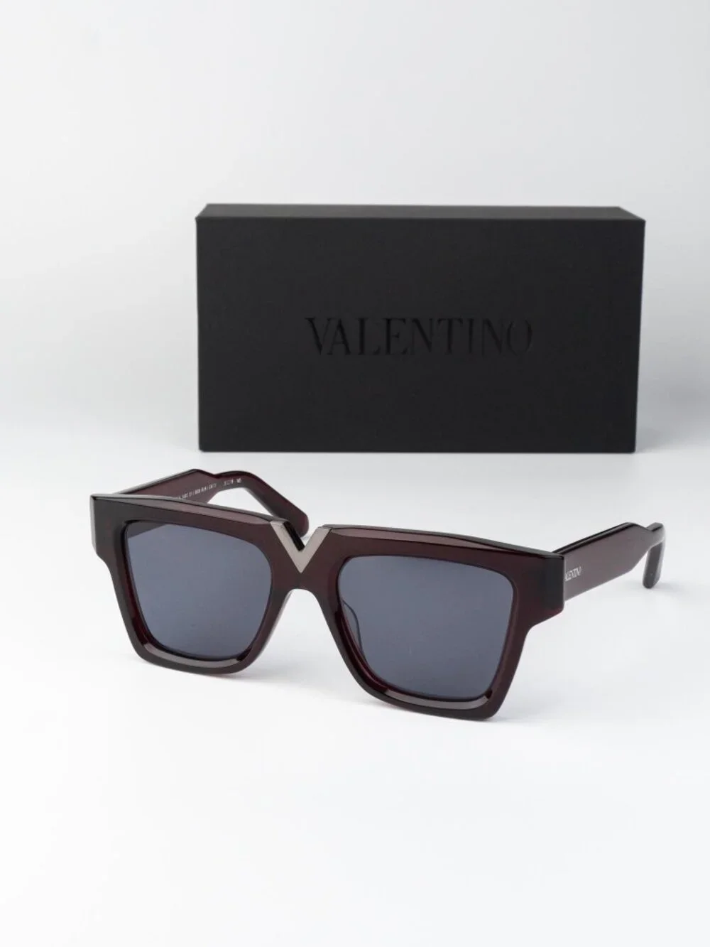 Valentino Men Sunglasses Burgundy Grey Square V-GOLD I VLS-162 C